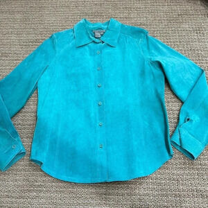 Vintage Turquoise Suede Shirt Jacket